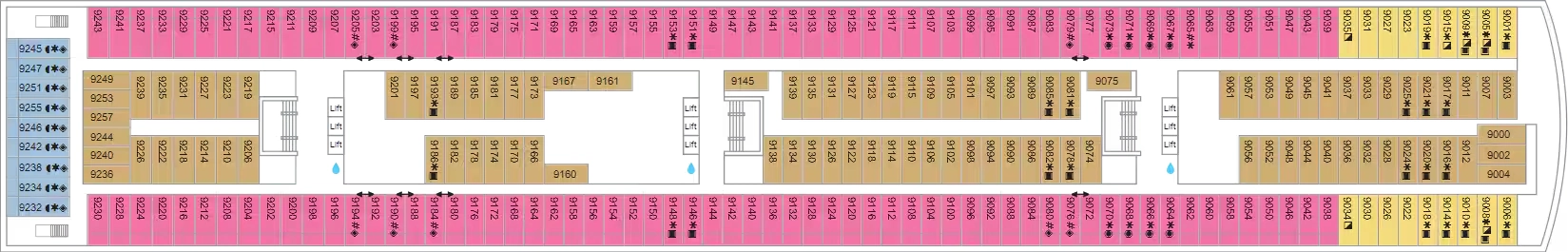 Marella Explorer 2, Deck 9: official cabin and venue layout