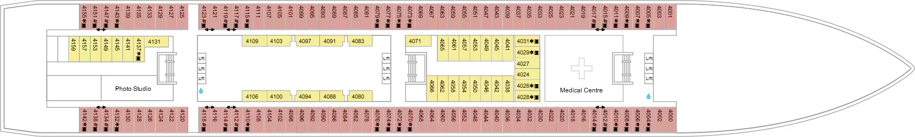 Marella Explorer 2, Deck 4: official cabin and venue layout