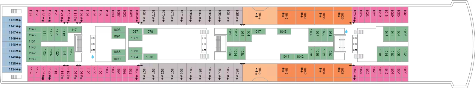Marella Explorer 2, Deck 10: official cabin and venue layout