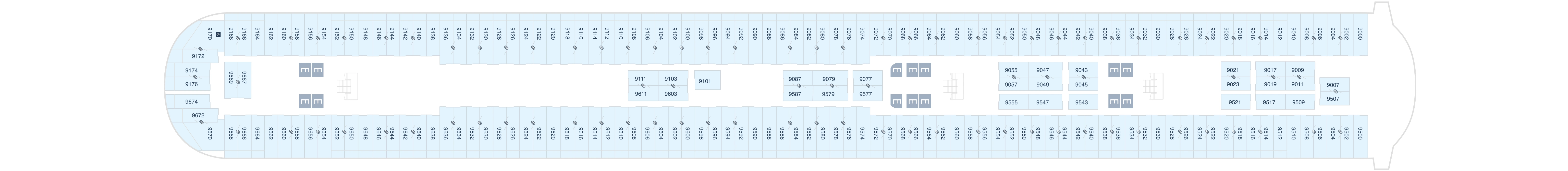 Disney Dream, Deck 9: official cabin and venue layout