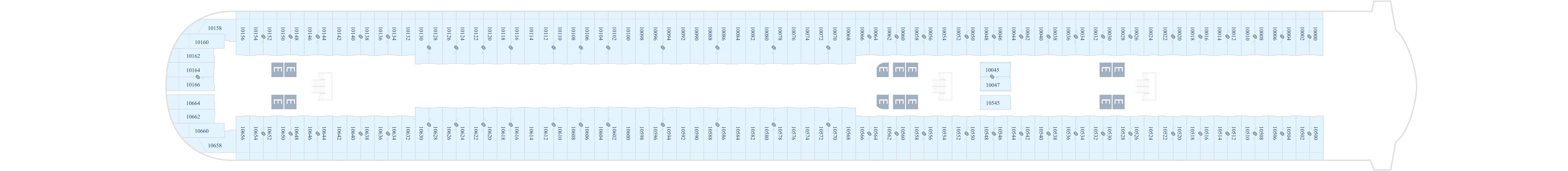 Disney Dream, Deck 10: official cabin and venue layout