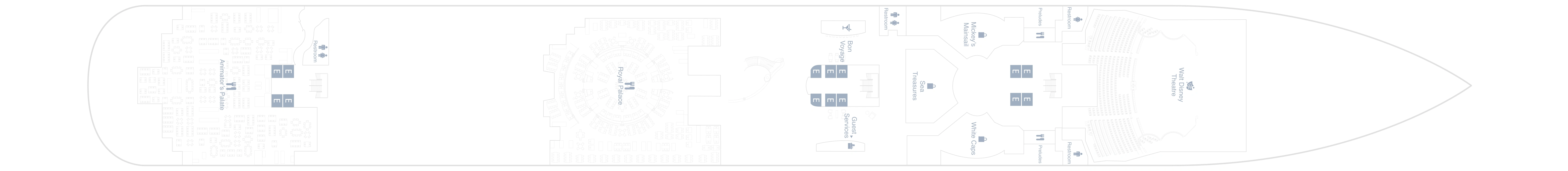 Disney Dream, Deck 3: official cabin and venue layout