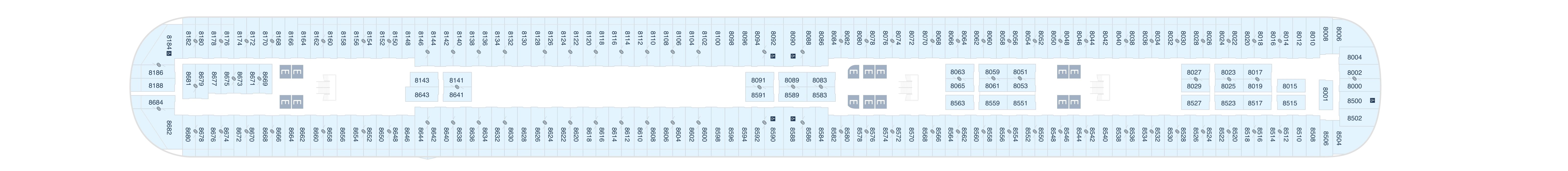 Disney Dream, Deck 8: official cabin and venue layout