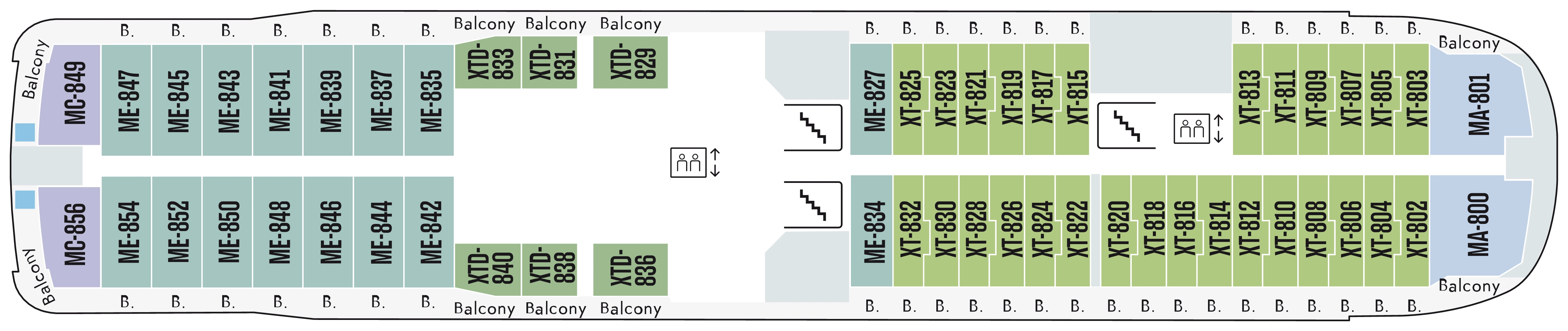 Fridtjof Nansen, Deck 8: official cabin and venue layout