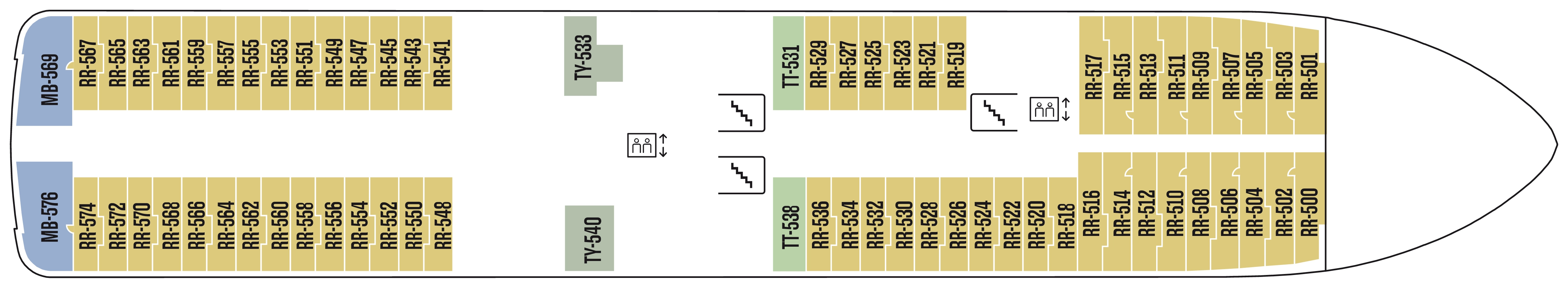 Fridtjof Nansen, Deck 5: official cabin and venue layout