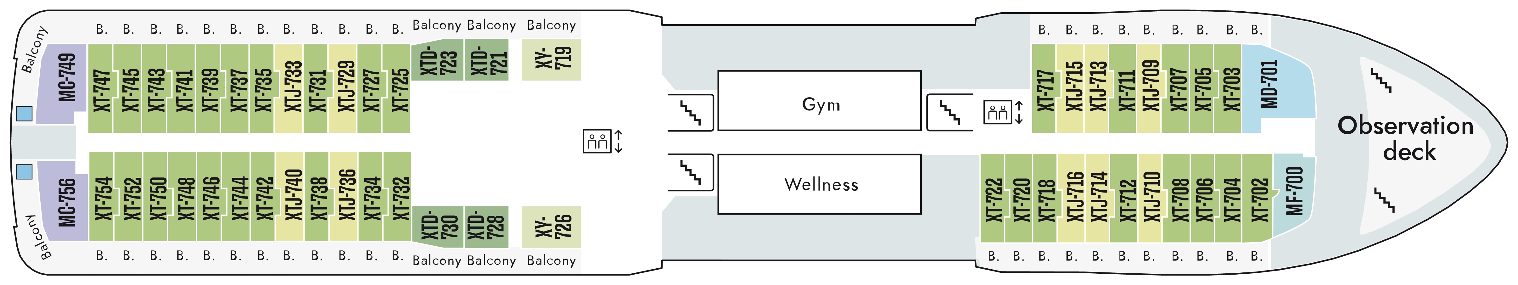 Fridtjof Nansen, Deck 7: official cabin and venue layout