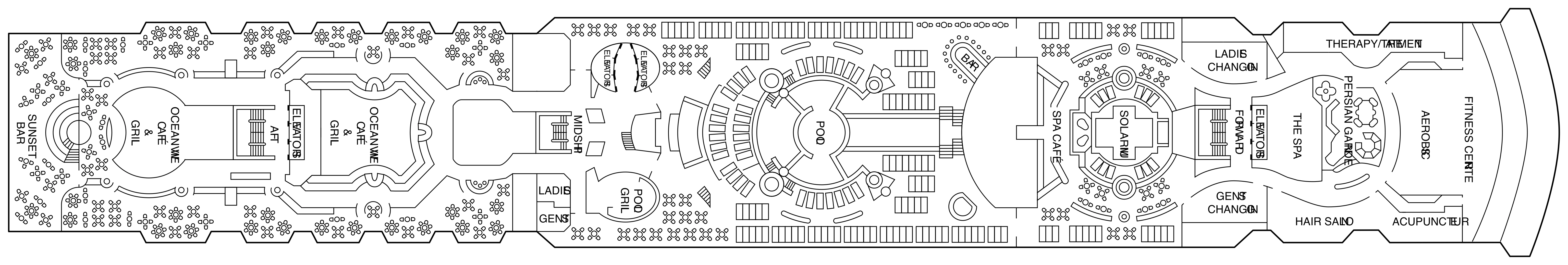 Celebrity Constellation, Deck 10: official cabin and venue layout
