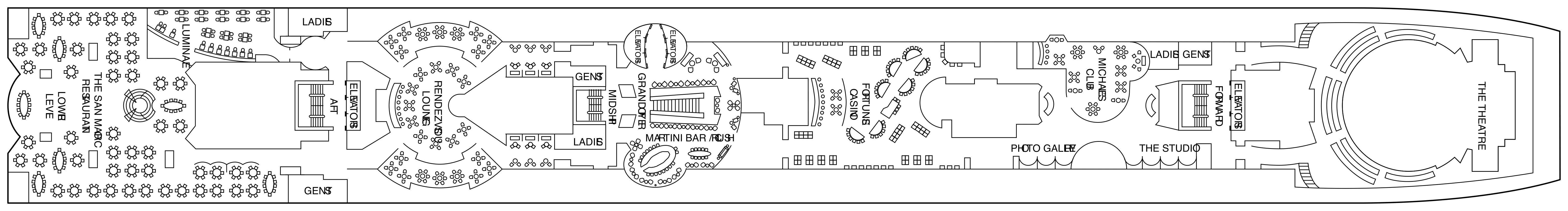 Celebrity Constellation, Deck 4: official cabin and venue layout