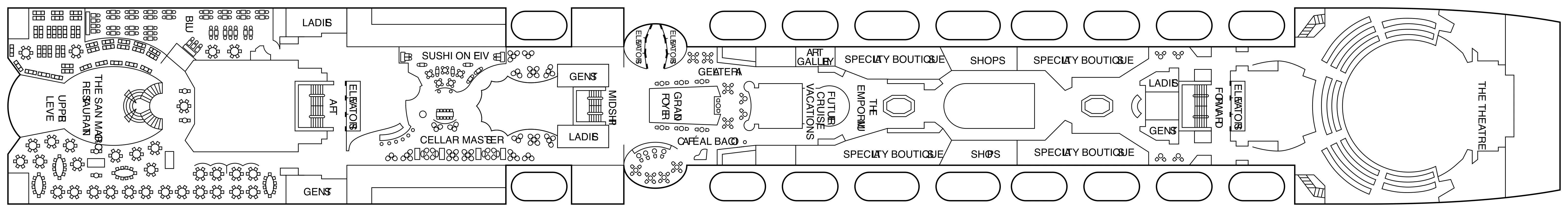 Celebrity Constellation, Deck 5: official cabin and venue layout