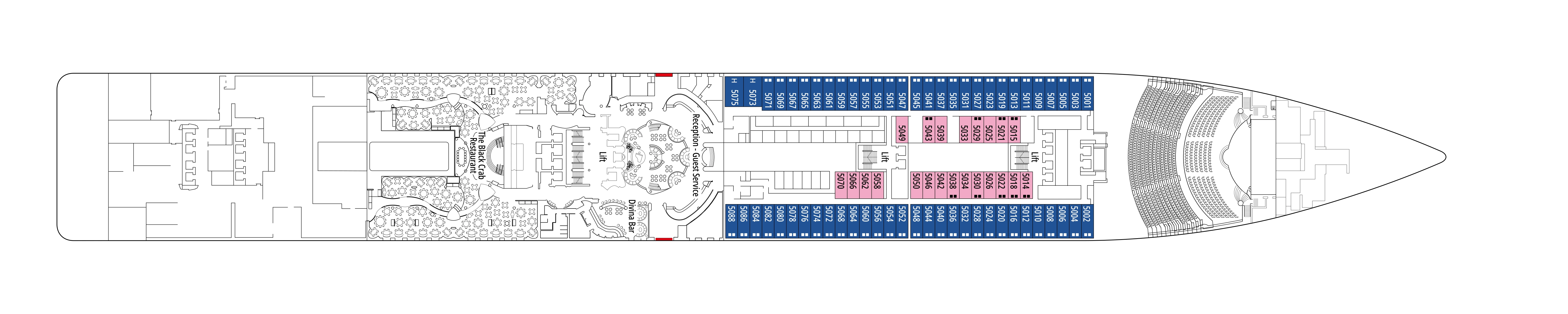 MSC Divina, Deck 5: official cabin and venue layout