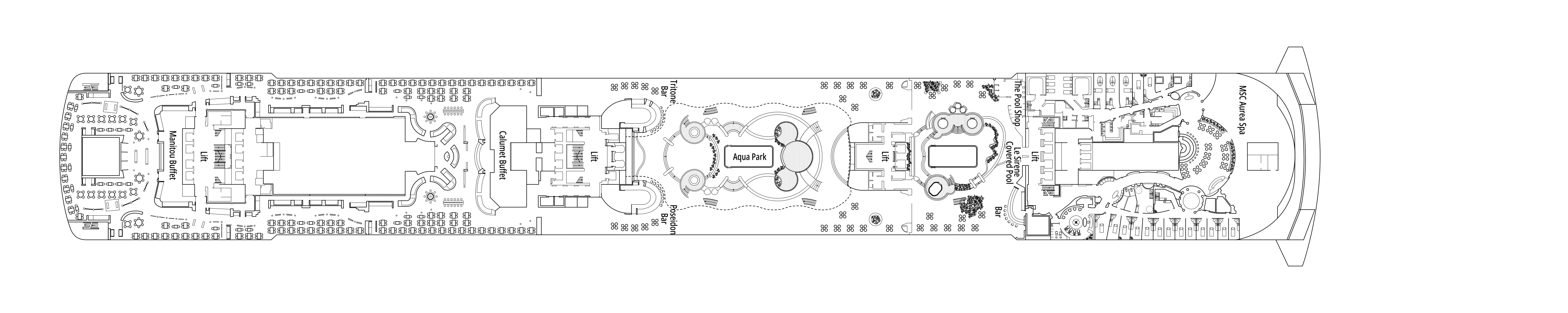 MSC Divina, Deck 14: official cabin and venue layout
