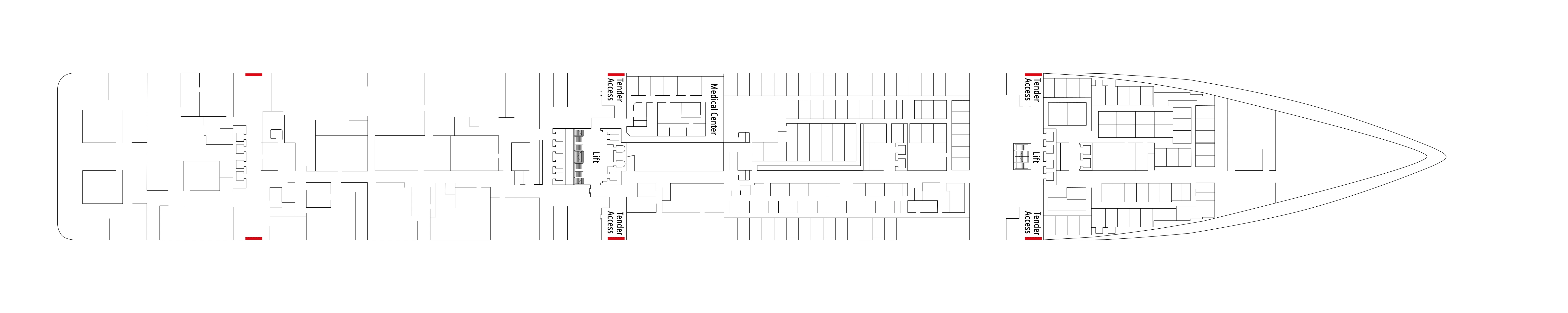 MSC Divina, Deck 4: official cabin and venue layout