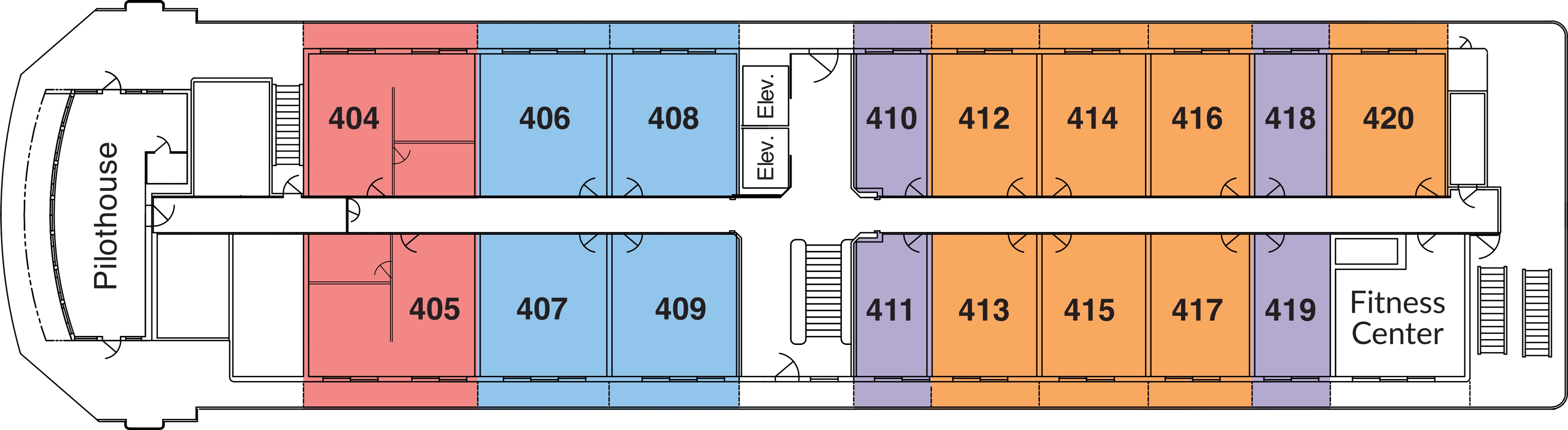 American Patriot, Deck 4: official cabin and venue layout