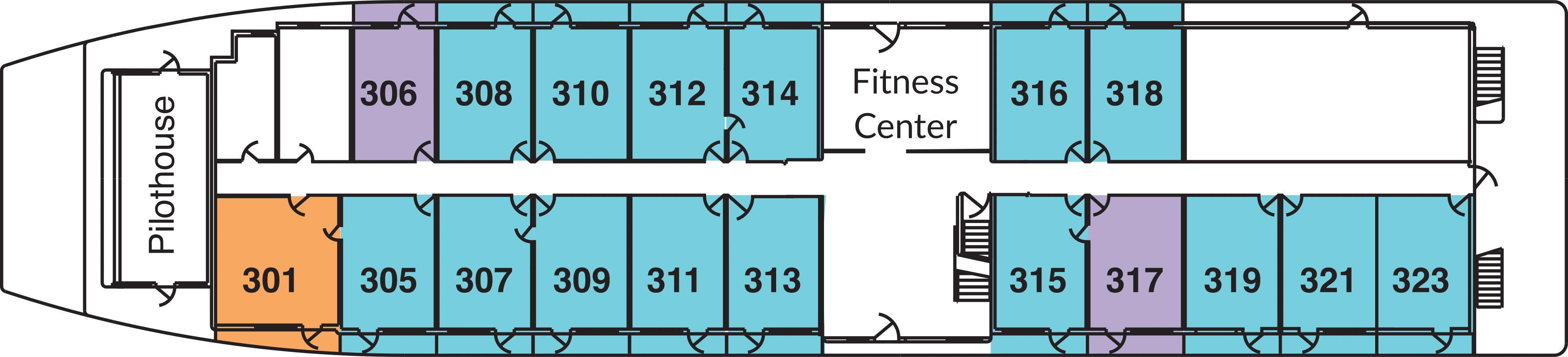 American Star, Deck 3: official cabin and venue layout