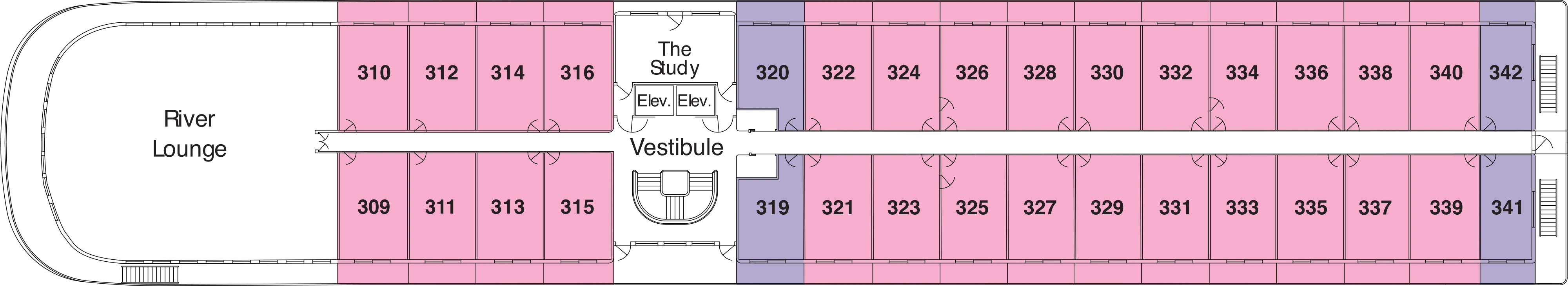 American Melody, Deck 3: official cabin and venue layout