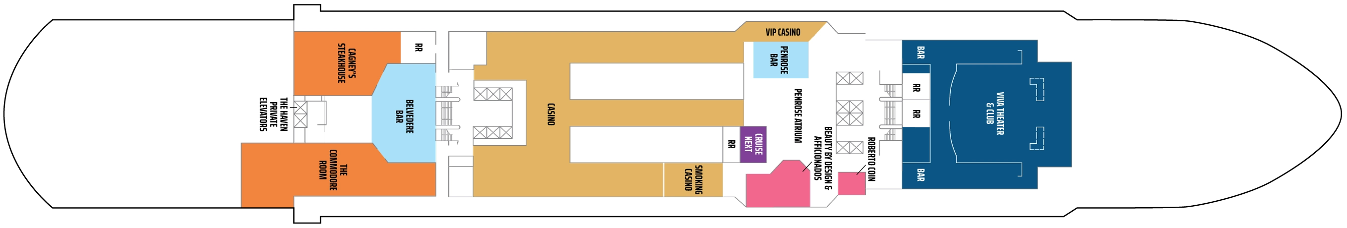 Norwegian Viva, Deck 6: official cabin and venue layout