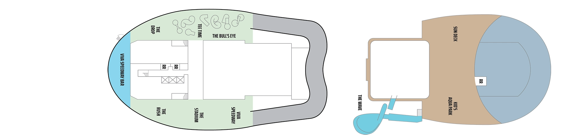 Norwegian Viva, Deck 18: official cabin and venue layout