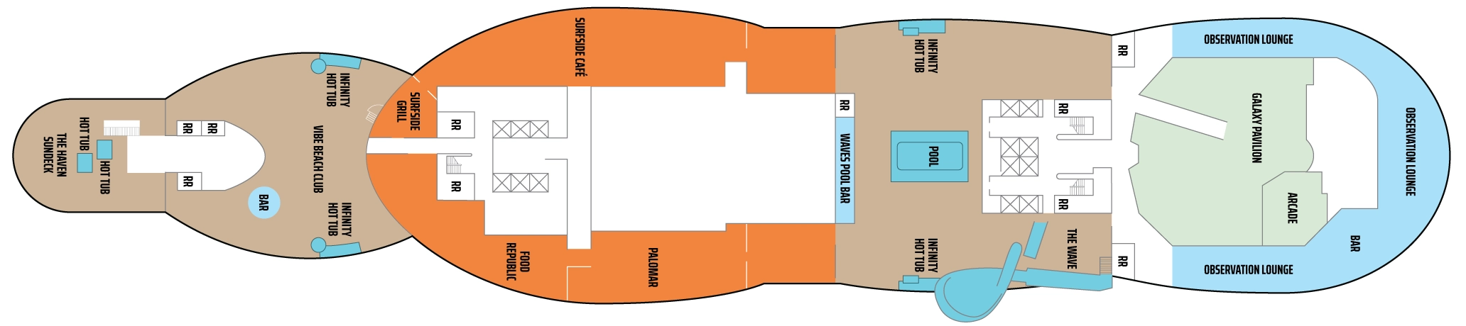 Norwegian Viva, Deck 17: official cabin and venue layout
