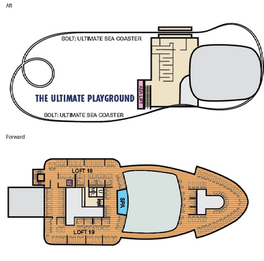Carnival Jubilee, Deck 19: official cabin and venue layout