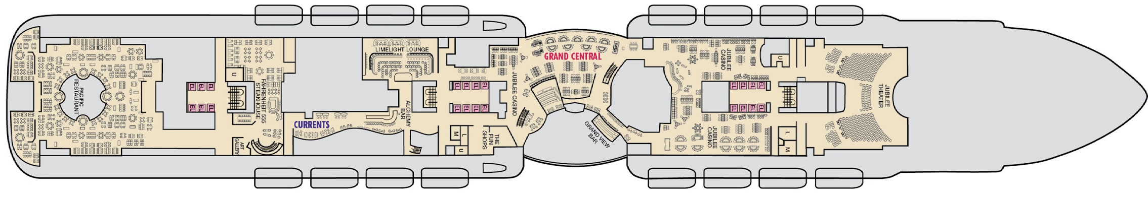 Carnival Jubilee, Deck 7: official cabin and venue layout