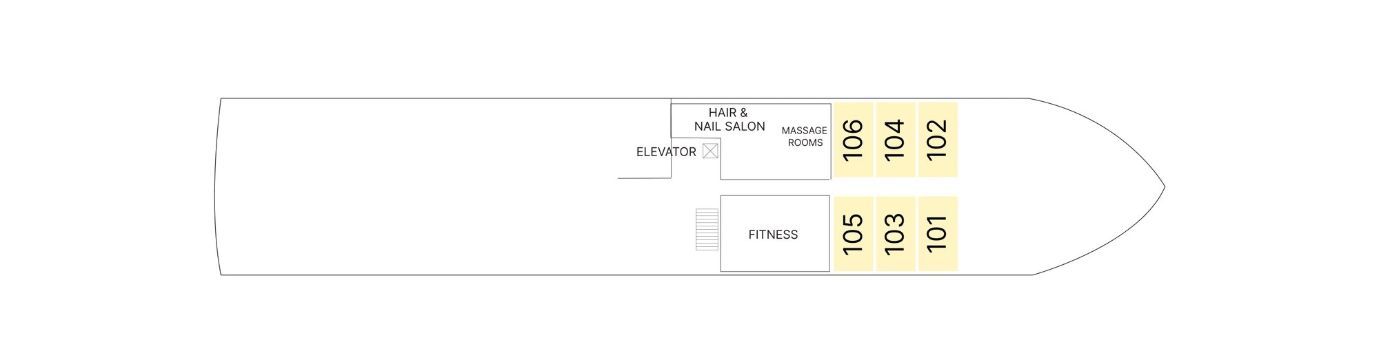 AmaLilia, Deck 1: official cabin and venue layout