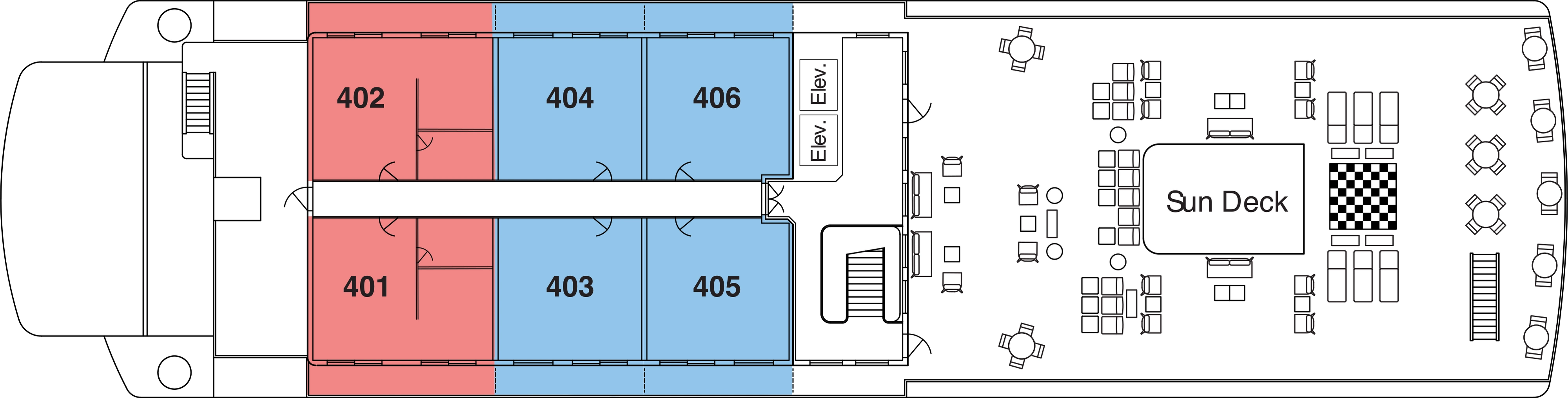 American Eagle, Deck 4: official cabin and venue layout