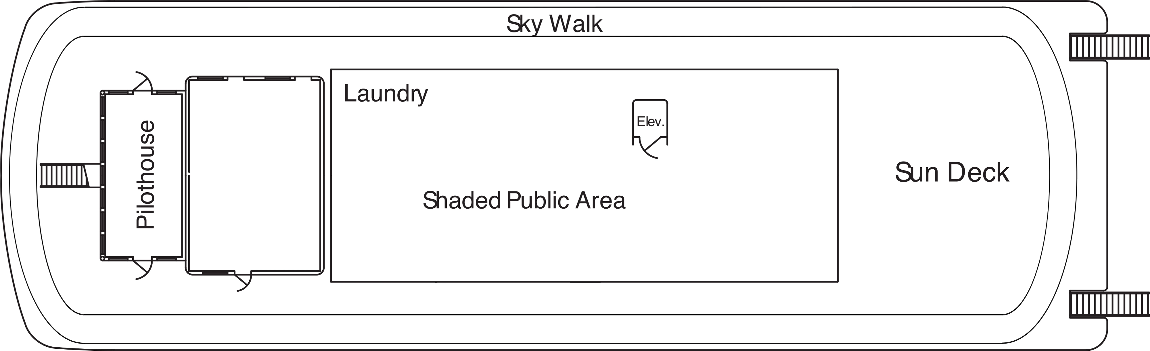 American Pride, Deck 5: official cabin and venue layout