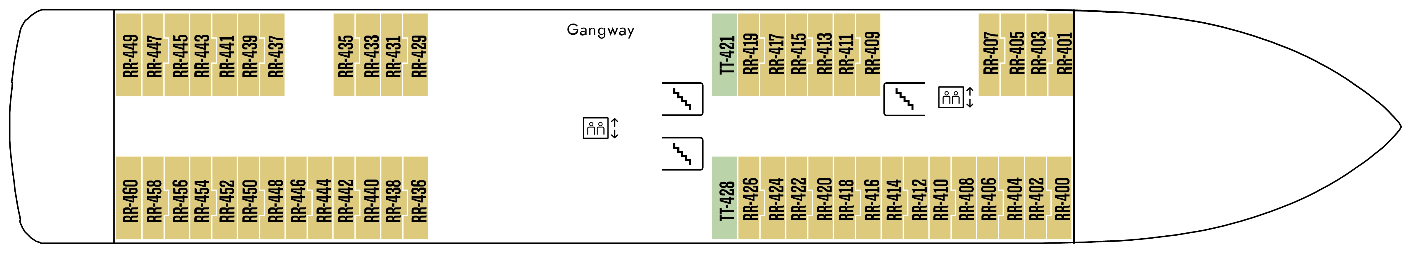 Roald Amundsen, Deck 4: official cabin and venue layout