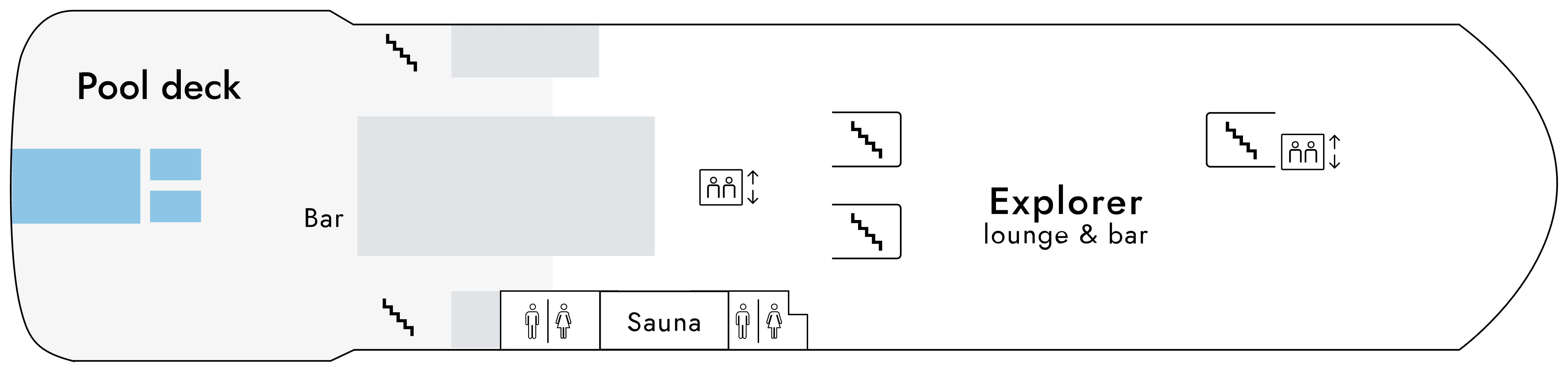 Roald Amundsen, Deck 10: official cabin and venue layout