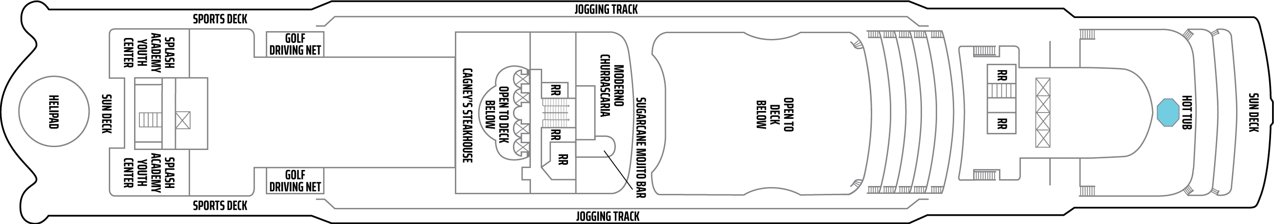 Norwegian Star, Deck 13: official cabin and venue layout