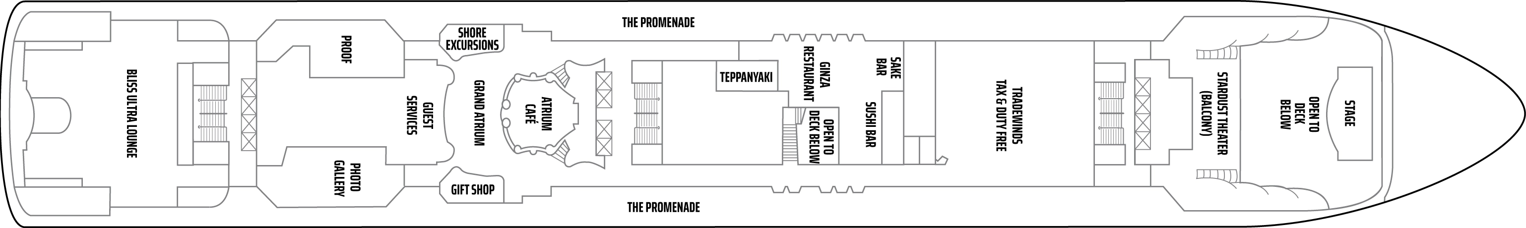Norwegian Star, Deck 7: official cabin and venue layout