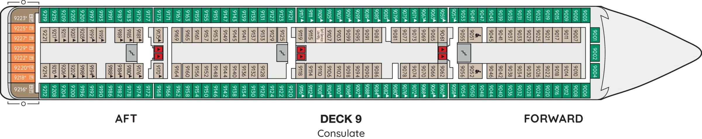 Ambition, Deck 9: official cabin and venue layout
