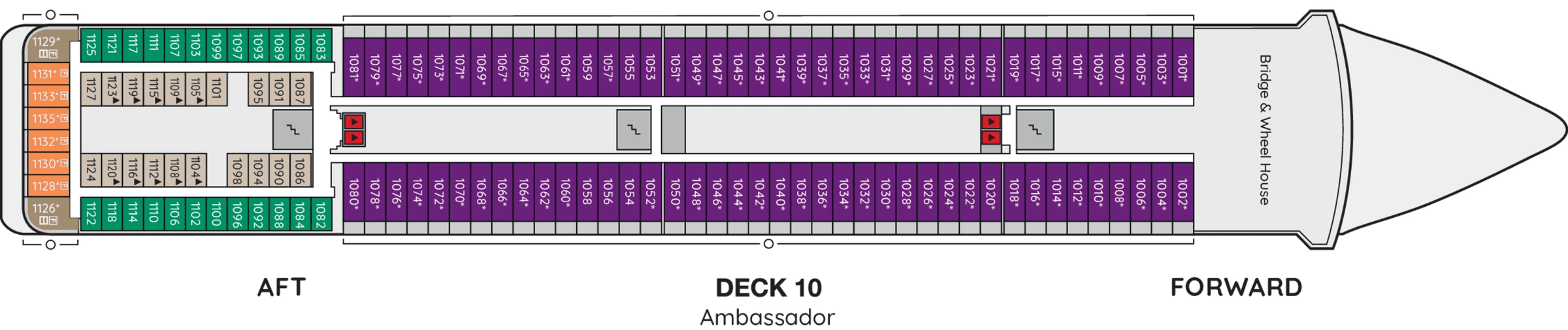 Ambition, Deck 10: official cabin and venue layout