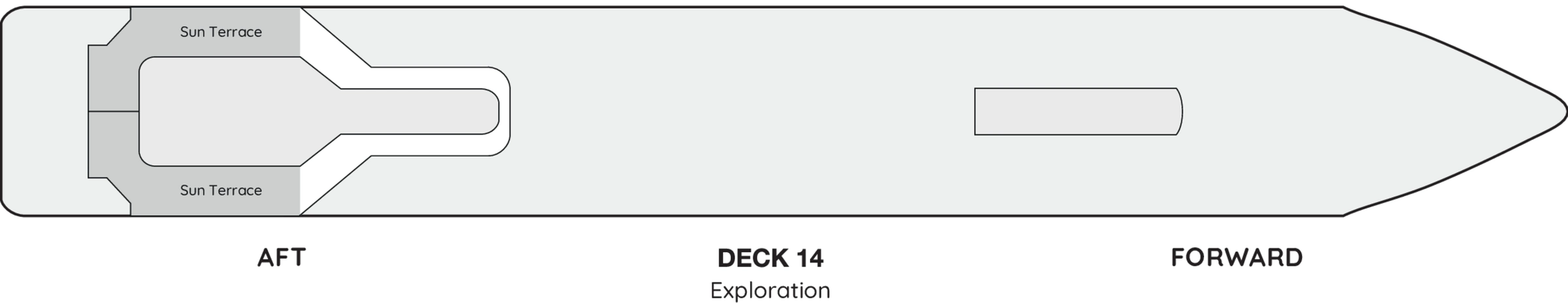 Ambition, Deck 14: official cabin and venue layout