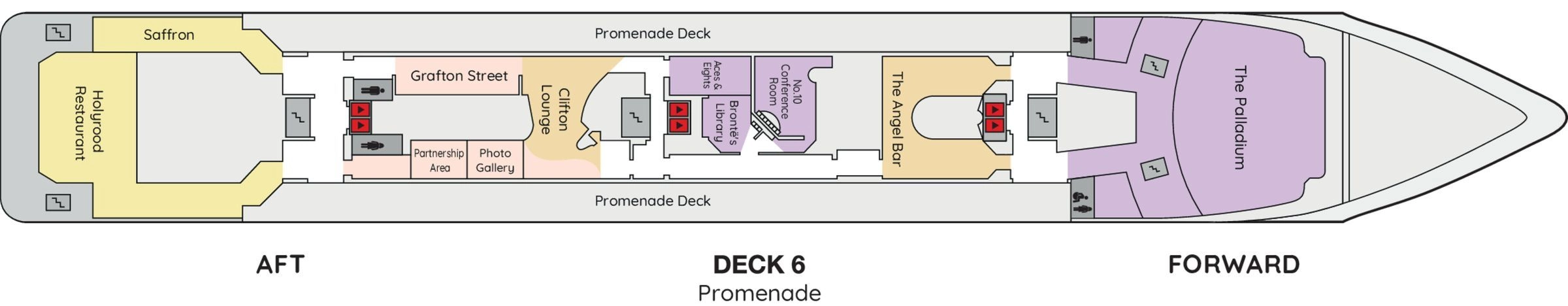 Ambition, Deck 6: official cabin and venue layout