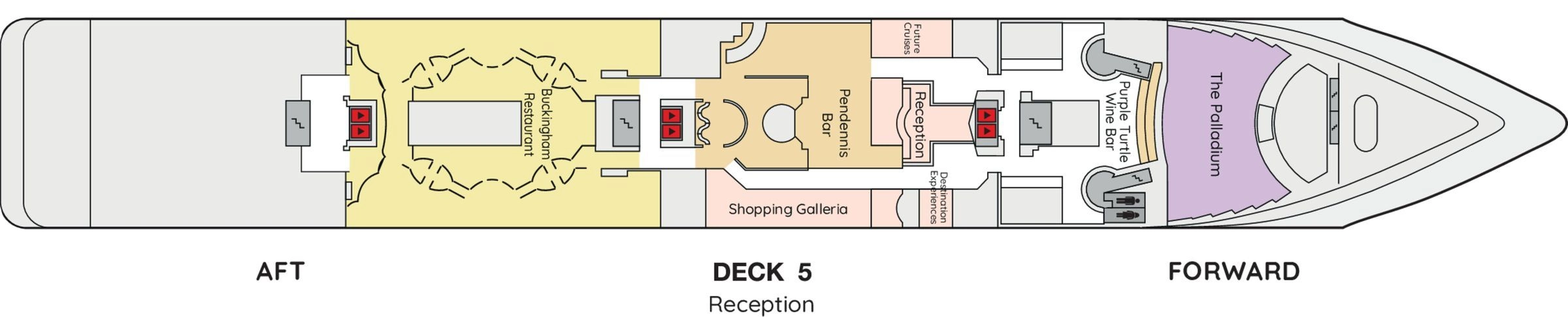 Ambition, Deck 5: official cabin and venue layout