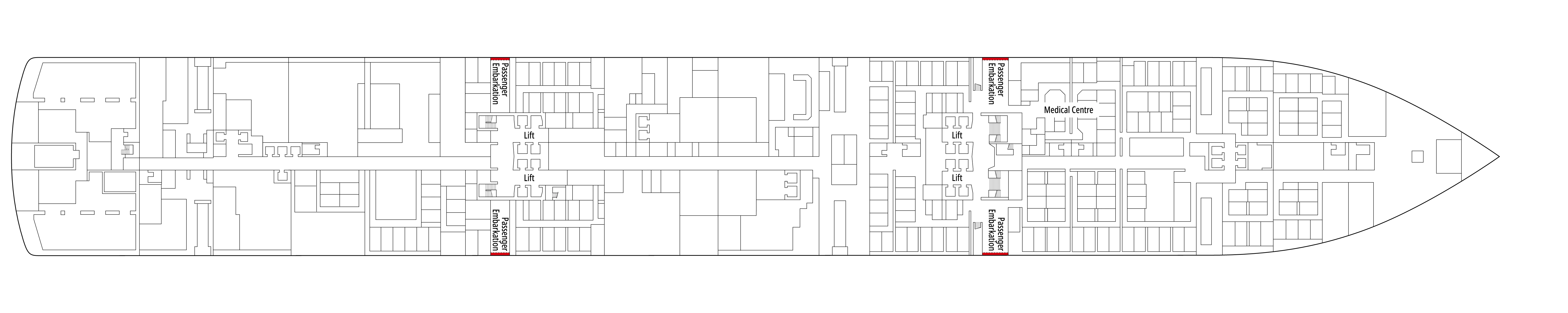MSC Seaview, Deck 4: official cabin and venue layout