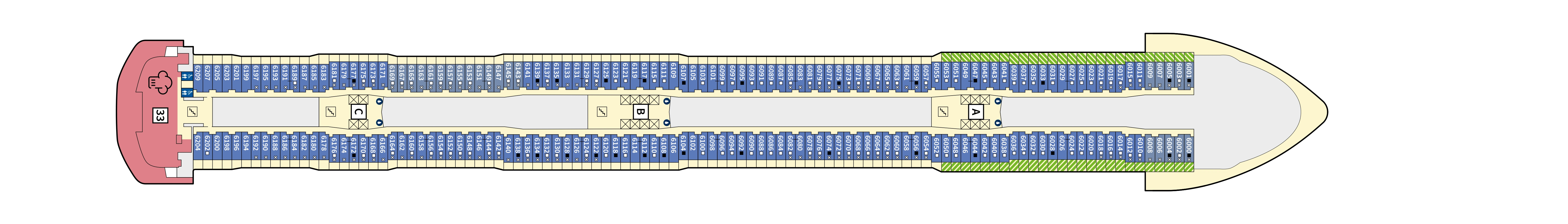 Mein Schiff Relax, Deck 6: official cabin and venue layout