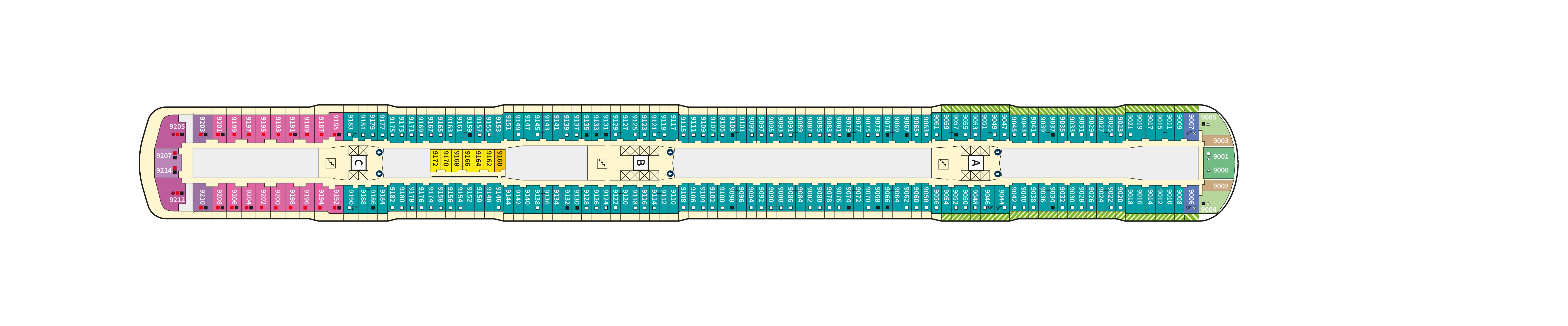 Mein Schiff Relax, Deck 9: official cabin and venue layout