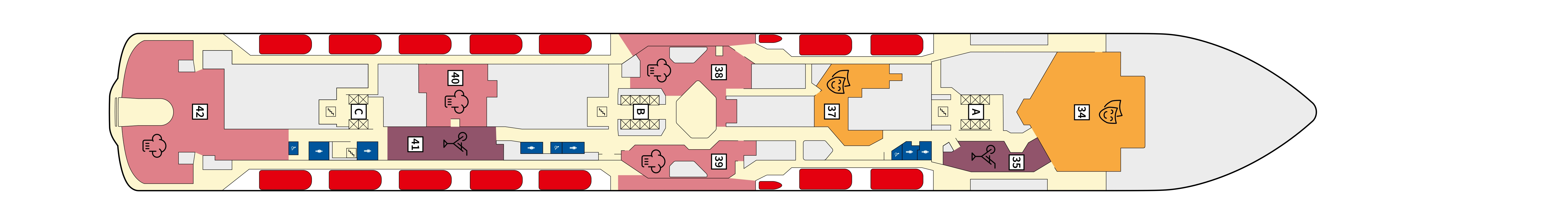 Mein Schiff Relax, Deck 5: official cabin and venue layout
