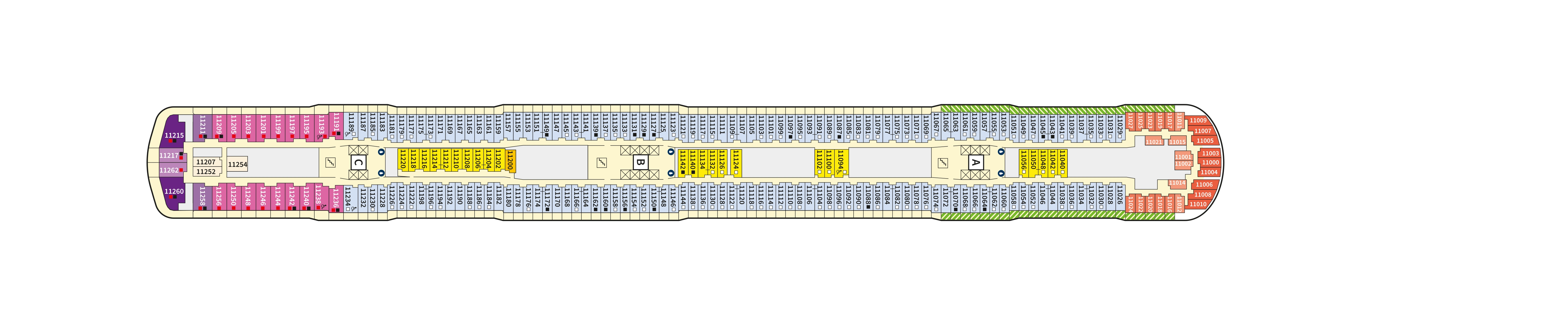 Mein Schiff Relax, Deck 11: official cabin and venue layout