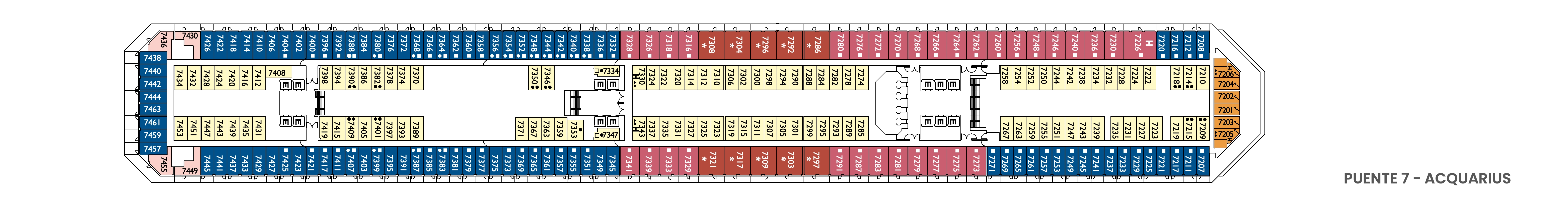 Costa Serena, Deck 7: official cabin and venue layout