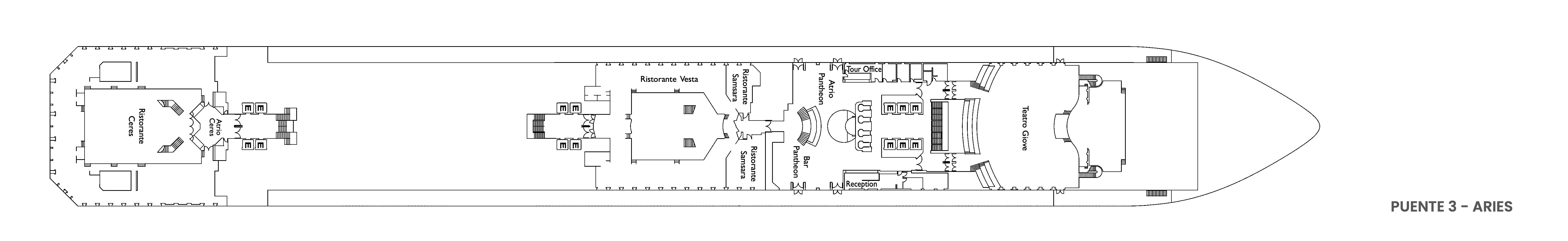 Costa Serena, Deck 3: official cabin and venue layout