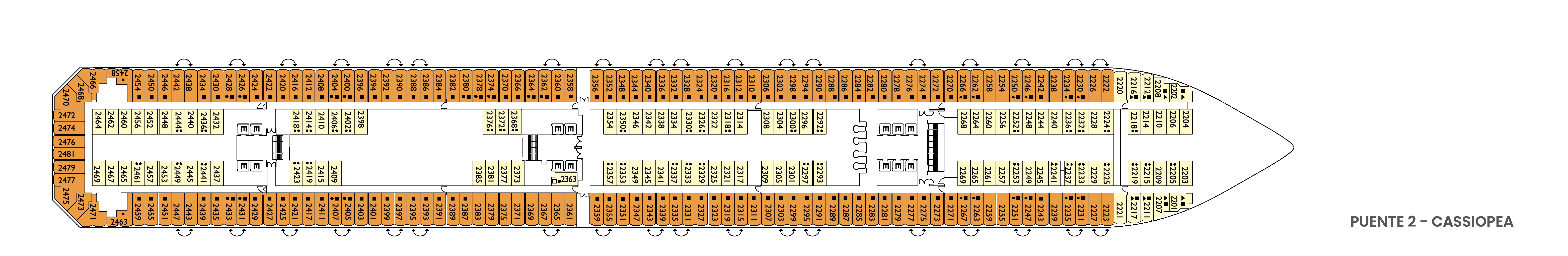 Costa Serena, Deck 2: official cabin and venue layout