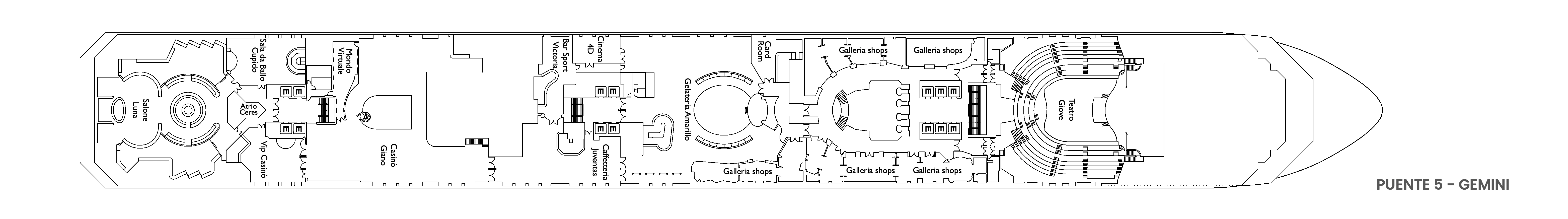 Costa Serena, Deck 5: official cabin and venue layout