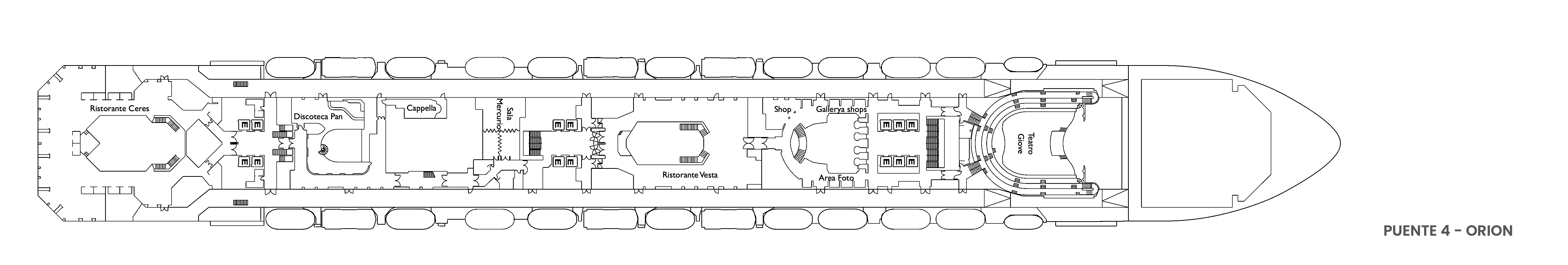 Costa Serena, Deck 4: official cabin and venue layout