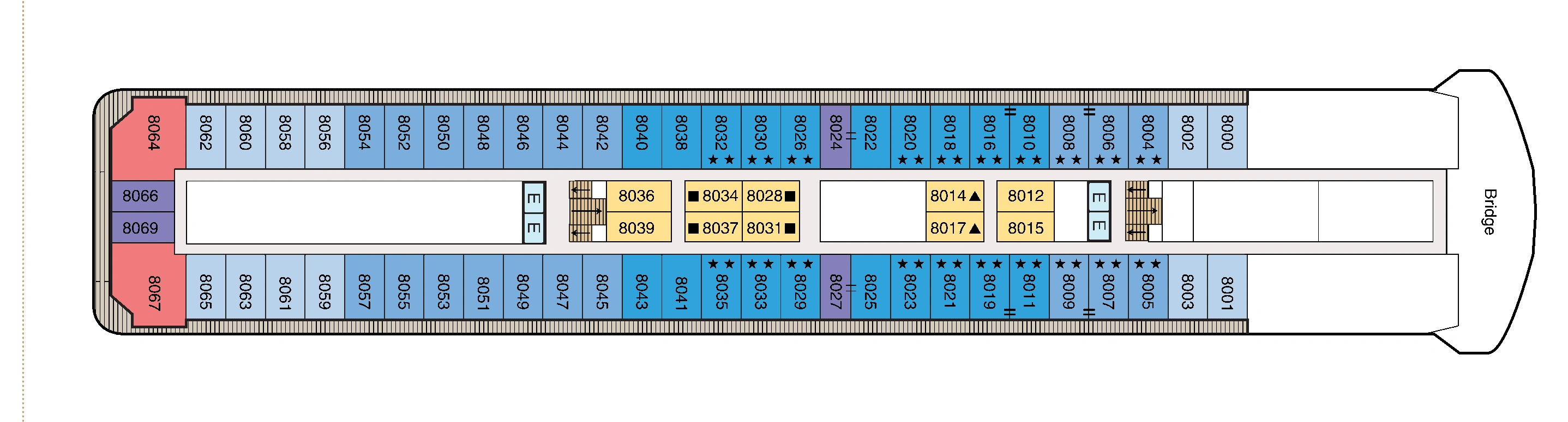 Oceania Insignia, Deck 8: official cabin and venue layout