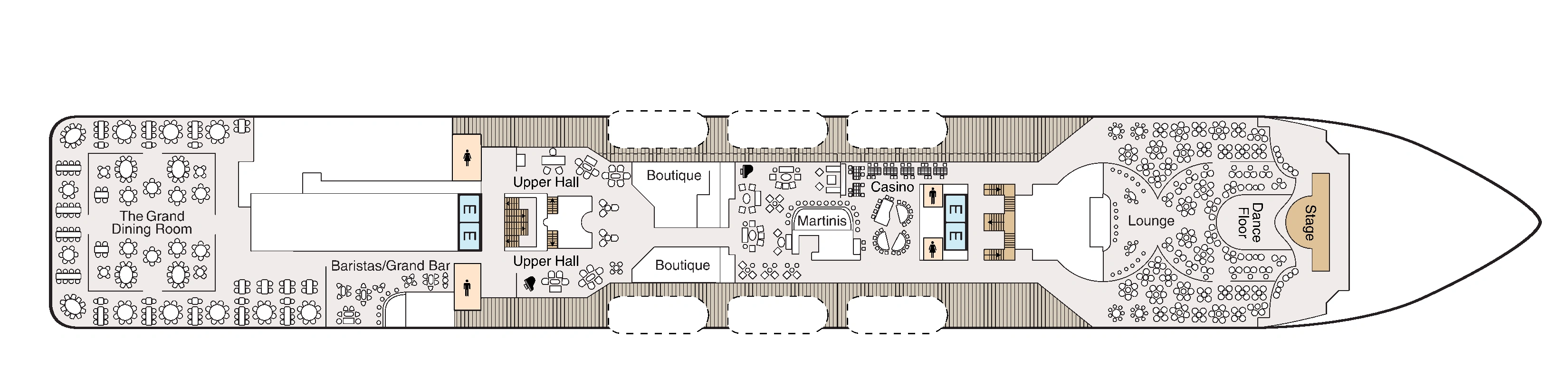 Oceania Insignia, Deck 5: official cabin and venue layout
