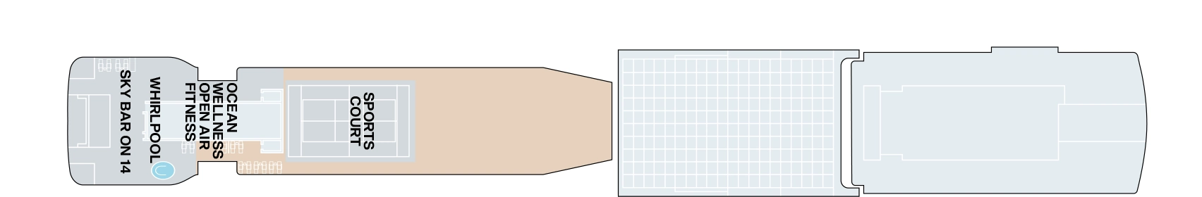 Explora IV, Deck 14: official cabin and venue layout