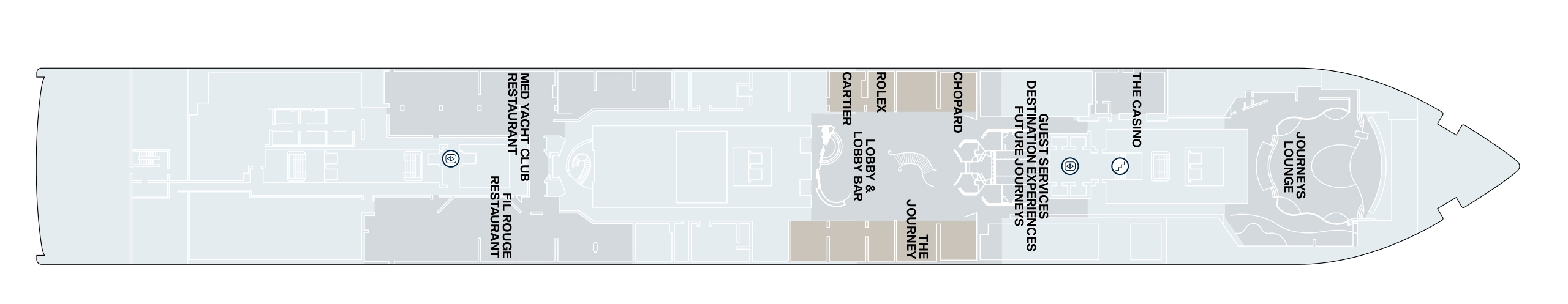 Explora IV, Deck 4: official cabin and venue layout